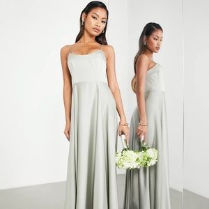 ASOS satin cami maxi dress in Sage